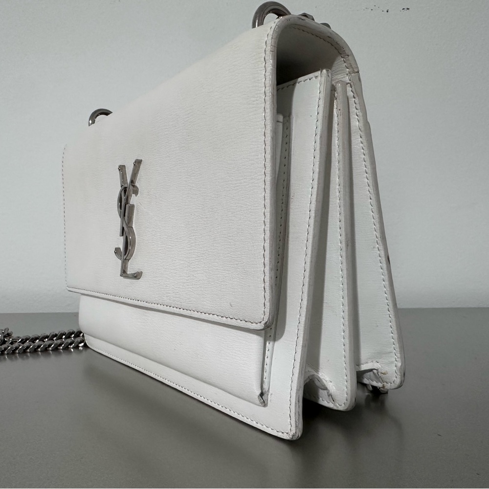 Yves Saint Laurent White Crossbody Bag with Silver Logo - Picture 3 of 8